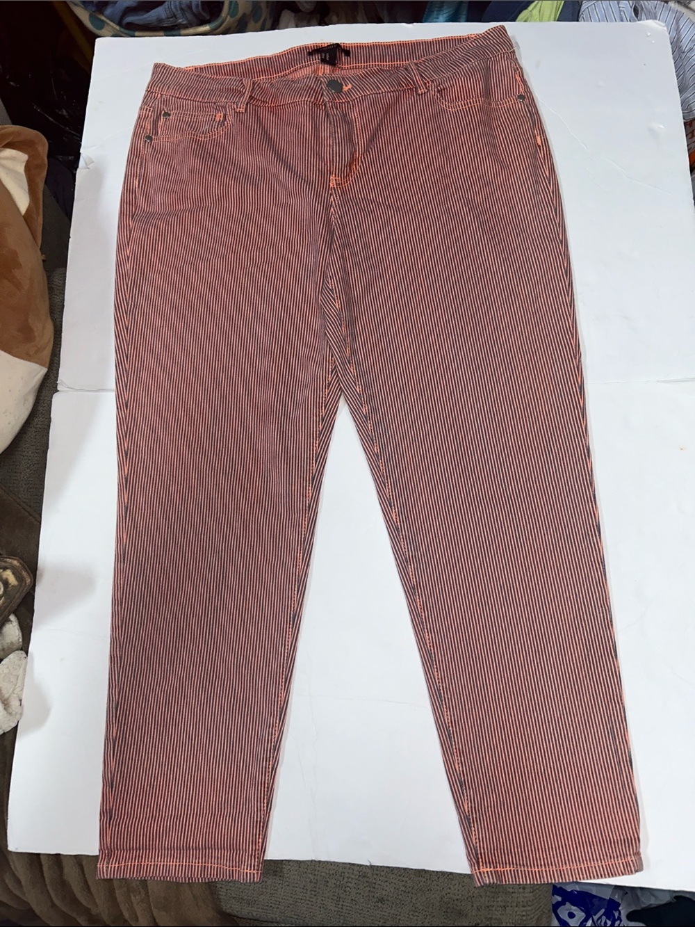 Forever 21 Orange and White Striped Cropped Women’s Jeans